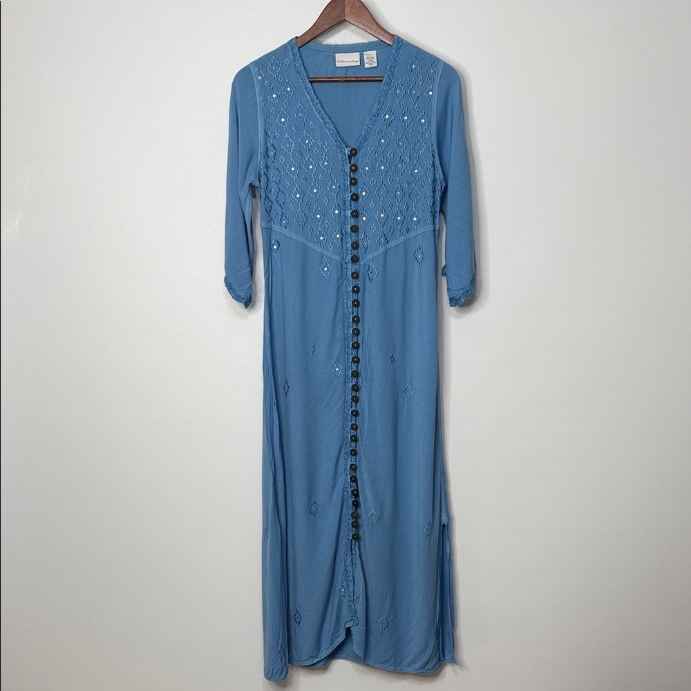 Soft Surroundings Embroidered Sequin Maxi Dress XS Petite